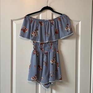 Dry Goods Lavender Off-the-Shoulder Floral Romper